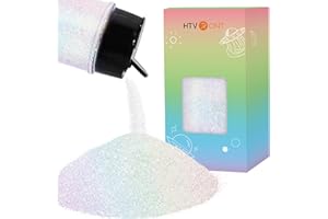 HTVRONT Holographic Fine White Glitter - 50 g/1.76 oz Glitter for Resin, Non-Toxic Fine Glitter for Nails, Resin, Candle Making, Crafts