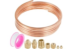72'' Oil Pressure Gauge Tubing Kit, Oil Pressure Copper Tubing Kit with1/4'' x1/8'' NPT,1/8'' NPT Male x1/8'' OD and 1/8'' NP