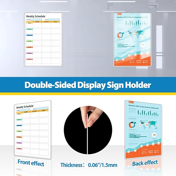 VAIIGO MAGNETIC SIGN HOLDER 11 X 17, 20 PACK RIGID MAGNETIC PAPER HOLDER POSTER DISPLAY FRAME, CLEAR PLASTIC DOCUMENT PROTECTORS WITH MAGNET & ADHESIVE, ADHESIVE FRAME FOR WALL DOOR FRIDGE WINDOW