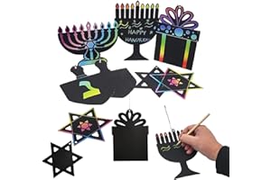 The Dreidel Company Hanukkah Scratch Art Cards Assorted Designs, Magic Drawing Coloring Sheet Set for Kids Gifts Home Activities School Decor (96-Pack)