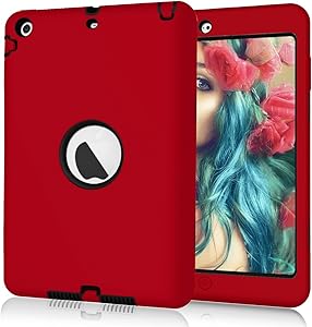 Hocase Dual LayerRuggged Hard Rubber Case Apple iPad mini 1 / 2 / 3 - Red / Black