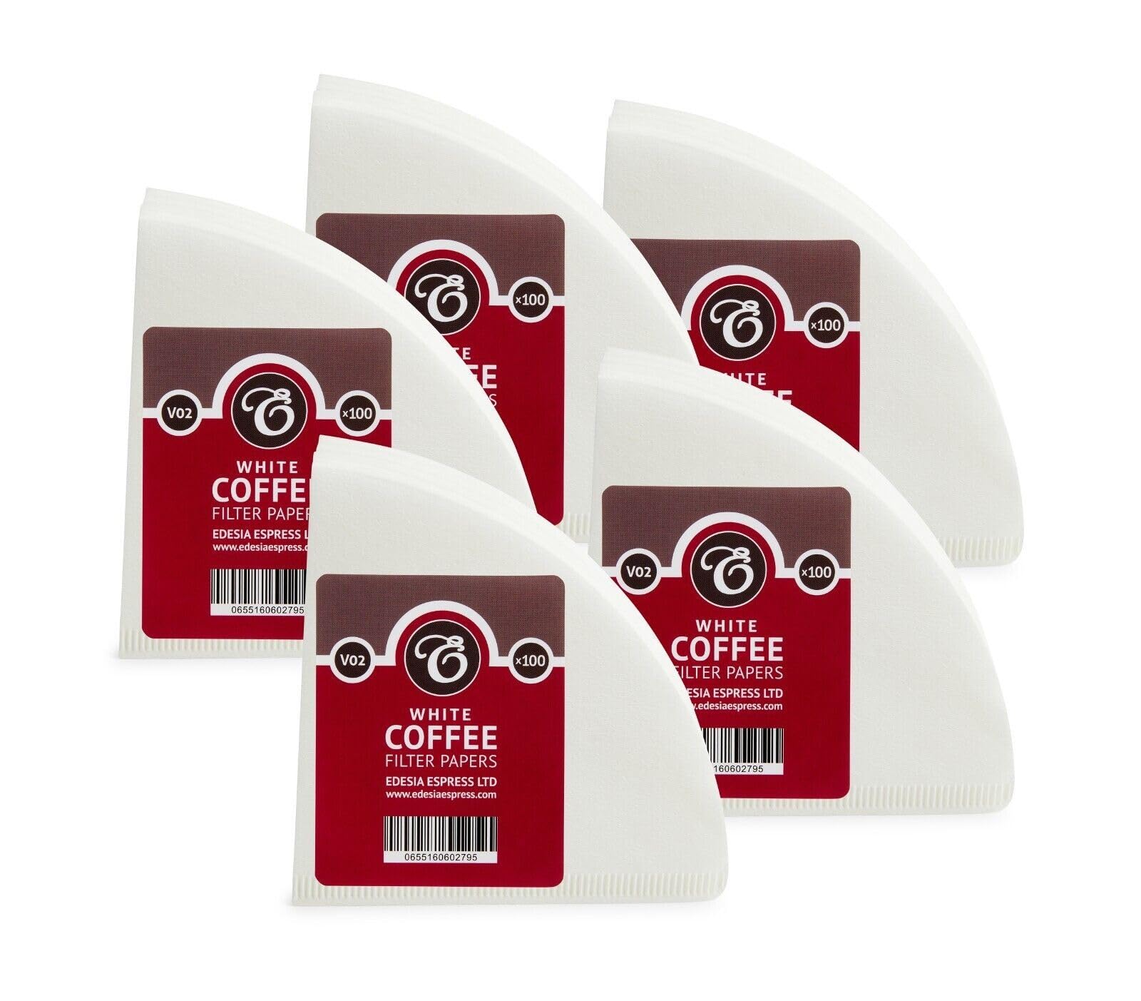 500 Size V02 White Coffee Filter Papers, Compatible with Size 02 by EDESIA ESPRESS