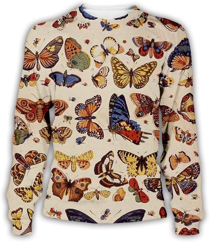 Unisex Graphic Colorful Monarch Butterfly Sweaters 3D Printed Long