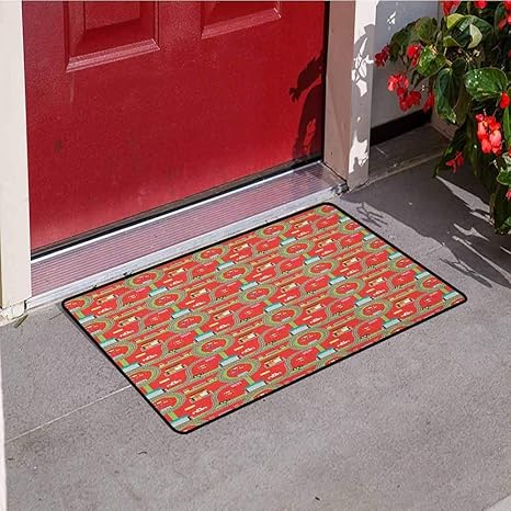 Amazon 子供カーレーストラック道路活動フロントドアマットカーペットサーキット道路でピットストップ勝者表彰台ガソリンスタンド機洗えるドアマット多色 60x40cm 玄関マット オンライン通販