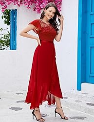 BeryLove Prom Dresses for Women Wedding Guest Ruffe
