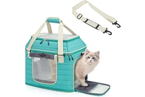 Top-Expandable Pet Carrier: NOBLE DUCK Airline Approved Pet Travel Bag for Cats/Dogs Up to 20 Lbs | Soft-Sided, Multi-Sided Breathable with Anti-Escape Zipper & Privacy Curtain to Reduce Stress