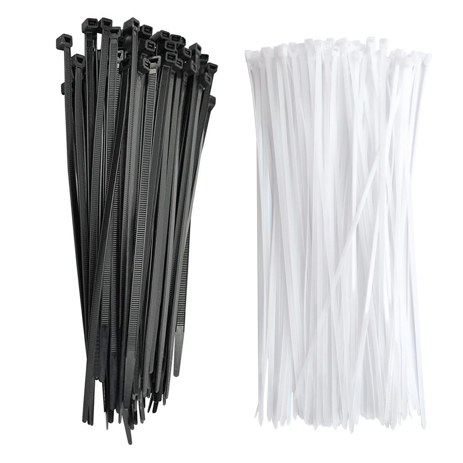 Cable Ties, sinzau 300mm X 7.6mm Heavy Duty Nylon Cable Ties Wraps for Home Office Garage, 50Pcs White and 50Pcs Black, Pack of 100