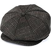 jerague Wool Newsboy Cap for Men Women - Classic Vintage Gatsby Lvy Cabbie Hat Flat Beret Cap Adjustable Size