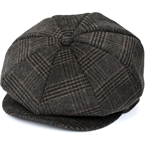 Jaxon Hats Herringbone Newsboy Cap (Small, Brown) at Amazon Men's