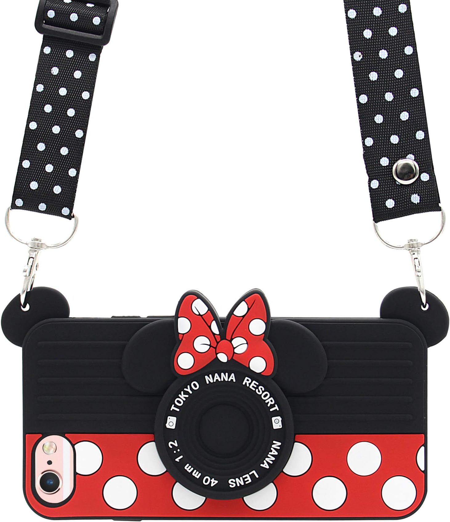 MC Fashion iPhone 6 Case, iPhone 6s Case, Cute 3D Minnie Mouse Polka Dots Camera Case for Teens Girls Women, Shockproof and Protective Soft Silicone Phone Case for Apple iPhone 6/6s (4.7-Inch)