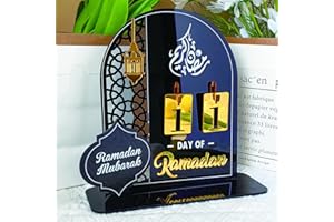AKULGACI Ramadan Advent Calendar Eid Mubarak Countdown Calendars Tracker Date for Kids Gift DIY 2025 Arabic Muslim Islamic Holiday Table Home Decorations Count Down Calendar (Acrylic Black)