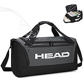 HEAD 45L Waterproof Tennis Duffel Bag for Men, Large Capacity Sports Gym Bags with Shoes Compartment, Lightweight Crossbody Duffle Bag for Outdoor/Workout/Fitness/Weekender/Overnight