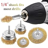 Aongray Wire Brushes Drills Set 10 Pcs Brass Coated 1/4 Inch Shank view 5
