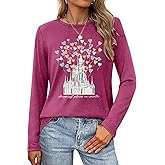 Magical Kingdom Castle Shirts Women Magic Long Sleeve Flower Graphic Holiday Tops