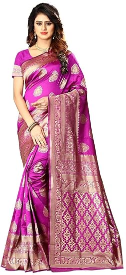 Shoppershopee Kanjivaram Banarasi Silk Saree Rani (Set of 2)