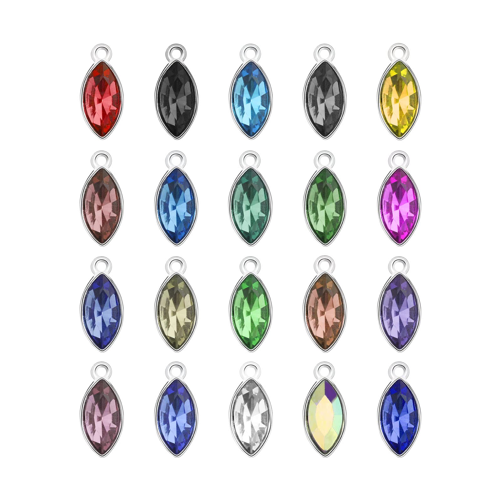 VGOL 60PCS Water Drop Pendants Crystal Beads Pendants Charms Teardrop Pendants Jewelry Findings for Girls Women DIY Necklace Earrings Jewelry Making 20 x 9 mm 20 Colours
