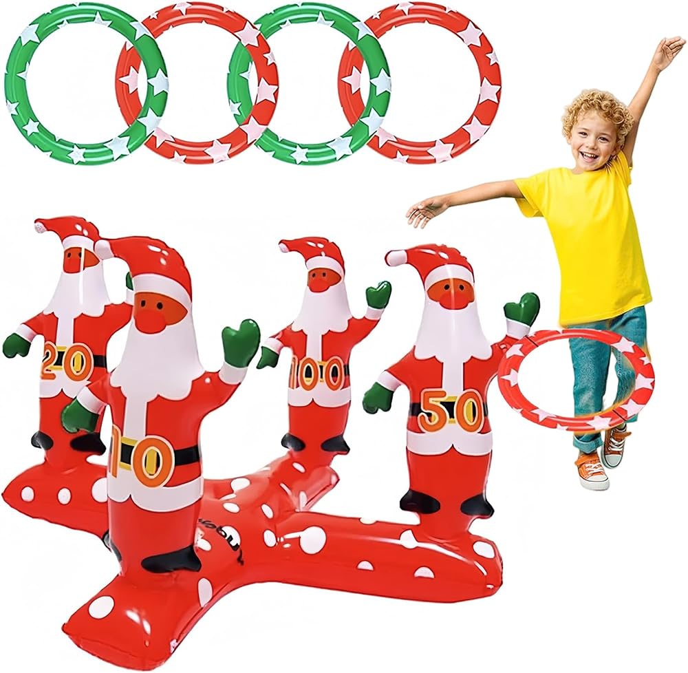 Mienocol Inflatable Santa Ring Toss Game 4 Rings Xmas Kids Family Party Fun
