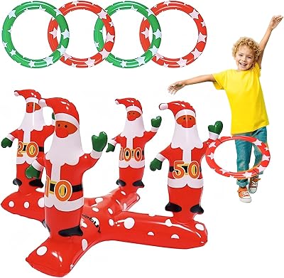 Mienocol Inflatable Santa Ring Toss Game 4 Rings Xmas Kids Family Party Fun
