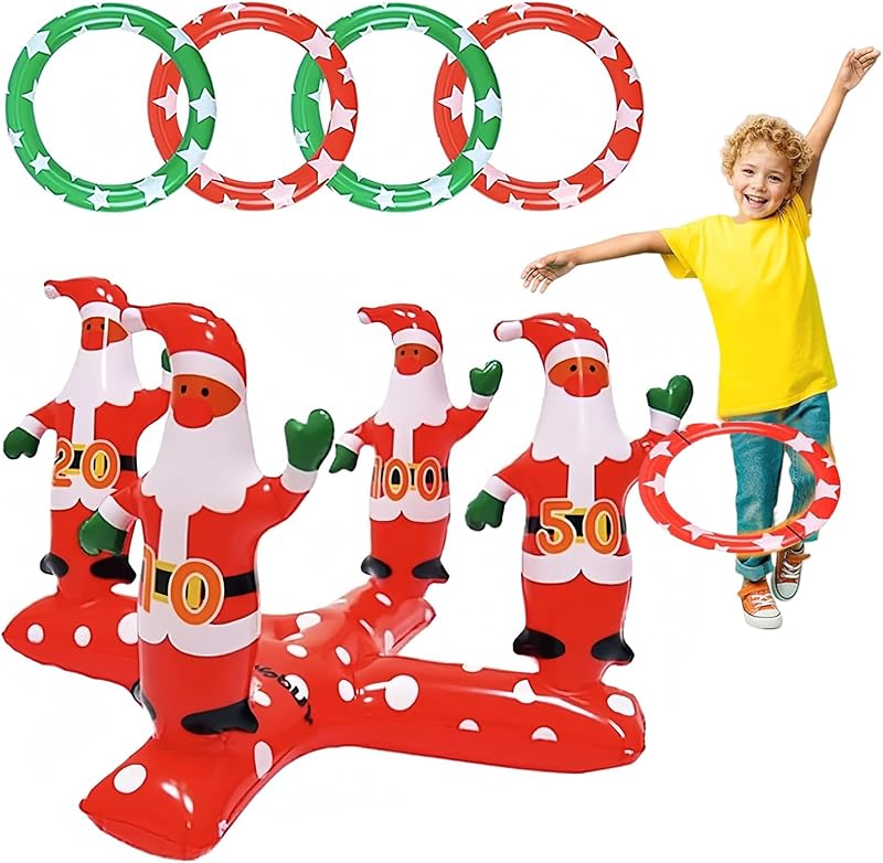 Mienocol Inflatable Santa Ring Toss Game 4 Rings Xmas Kids Family Party Fun