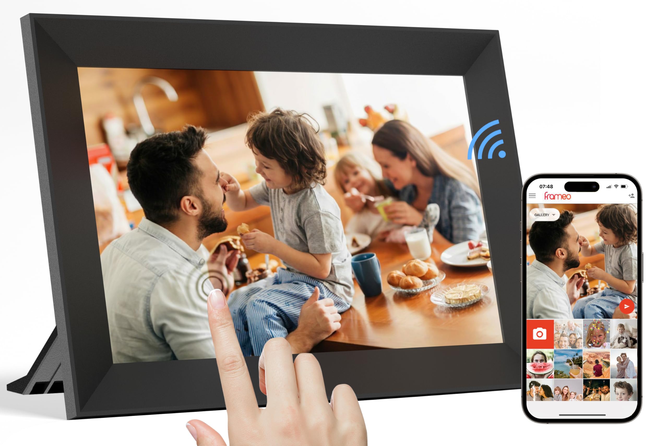 Frameo 10.1 Inch WiFi Digital Photo Frame, 1280 x 800 HD IPS Touch Screen, 32GB Memory, Auto Rotate, Wall Mountable Share Moments Instantly via Frameo App from Anywhere