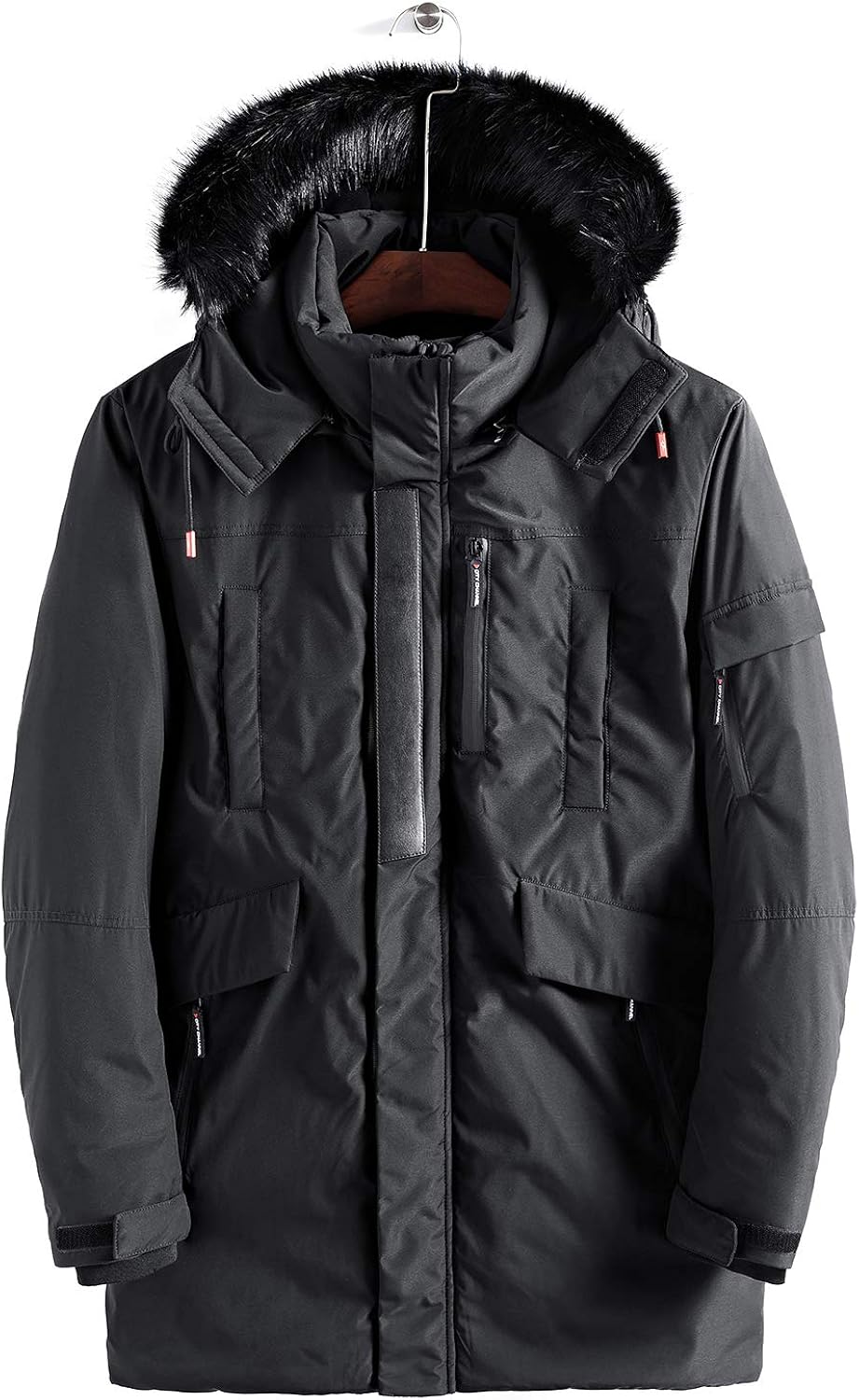 WEEN CHARM Men's Warm Parka Jacket Anorak Jacket Winter Coat with Detachable Hood Faux-Fur Trim: Clothing
