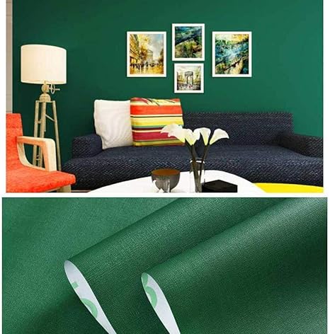 Amazon 壁紙シートはがせる 壁紙 壁紙シール はがせる おしゃれ 簡単ステッカー自己接着壁紙 濃い緑色の自己接着壁紙 自己接着壁紙 ダーク グリーンマカロン 60cm 3m 壁紙