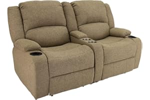 RecPro Charles Powered Double RV Wall Hugger Recliner Sofa | RV Loveseat | RV Furniture | Cloth (Oatmeal, 64")