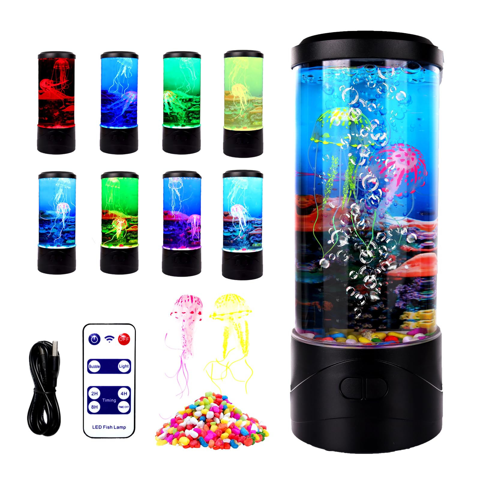 Photo 1 of Toycol Bubble Jellyfish Lamp,8 Color Changing LED Jellyfish Night Light,Aquarium Tank Table Mood Lamps for Adults Kids Home Office Decor Gifts (Bubble Jellyfish lamp)