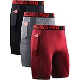 NELEUS Men's 3 Pack Running Compression Shorts with Pockets