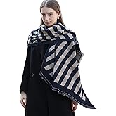 Wander Agio Diagonal Checkered Scarf Winter Shawl Thick Cashmere-Like Soft Wrap Warm Scarves Womens Plaid Shawls