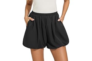 LOMON Womens Casual Bubble Shorts Workout Skort Puffy Balloon Going Out Mini Skirts with Pockets