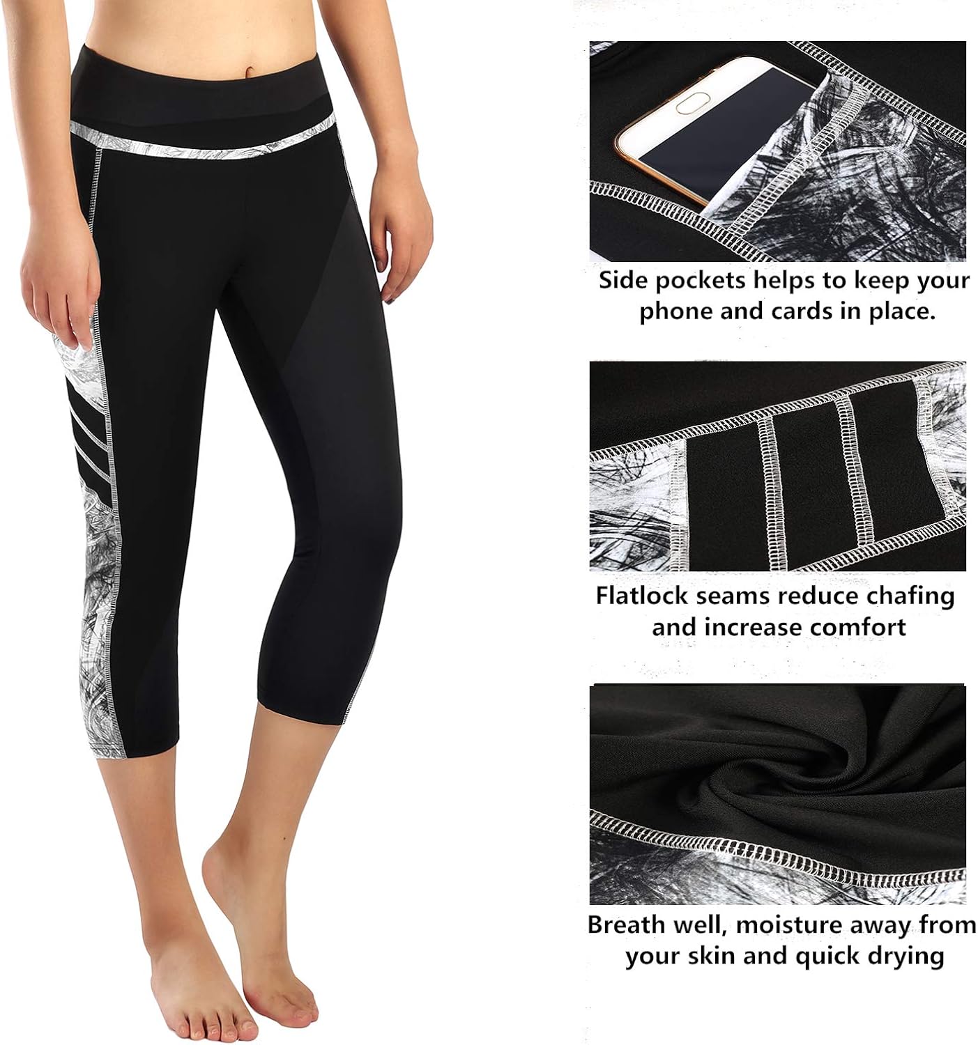 Neonysweets Womens Capri Workout Pants Running Yoga Pants Active