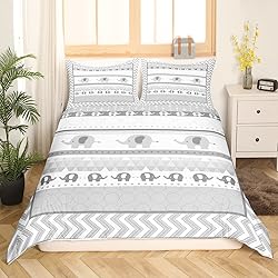 Kids Gray Elephant Bedding Set Queen Size,Cartoon