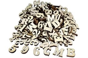 UPEOXT 200 Pcs Wooden Letters and Numbers, Natural Wood Alphabet Set for DIY Arts and Crafts, Small 1.5cm Letter Tiles, Unfin