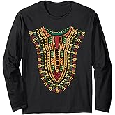 African Print Traditional Tribal Dashiki Pride Attire Kente Long Sleeve T-Shirt