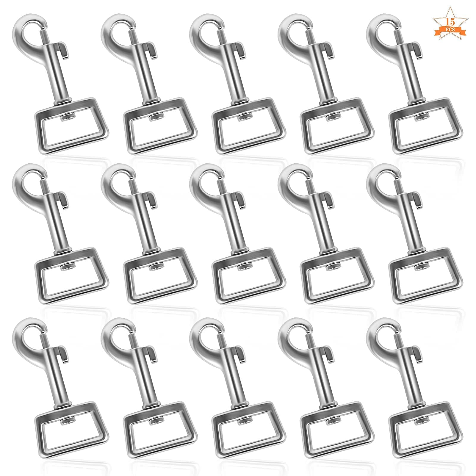 15 Pieces Dog Clip Hook, Heavy Duty Swivel Snap Hook Zinc Alloy Dog Leash Clip 360° Swivel Eye Bolt Snap Clasp for Leash Webbing Collar