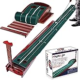 Kamitty Golf Putting Mat – Premium Putting Green Indoor with Wooden Base, Velvet Surface & Automatic Ball Return System, Perfect Golf Gift for Men for Home or Office Practice