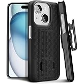 MOTIVE for iPhone 15 Case with Belt Clip, Shell Holster Combo for Apple iPhone 15 Holster, Slim Rugged Case, Drop Shockproof Protective Cover & Kickstand, 6.1 inch | Black