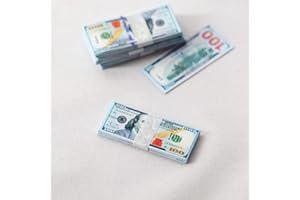 SXFSE Dollhouse Decoration Accessories, 1:12 Dollhouse Ornament 100 Pcs Mini Simulation Dollar Toy Banknote ($100)