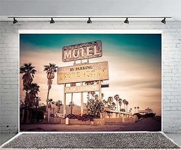 Amazon Com Leyiyi 10x7ft Photography Background Grunge Graffiti Vintage Motel Roadsign Route 66 Highway Parking Sunset Clouds Western America Coin Laundry Cowboy Traveller Photo Portrait Vinyl Studio Video Prop Camera Photo