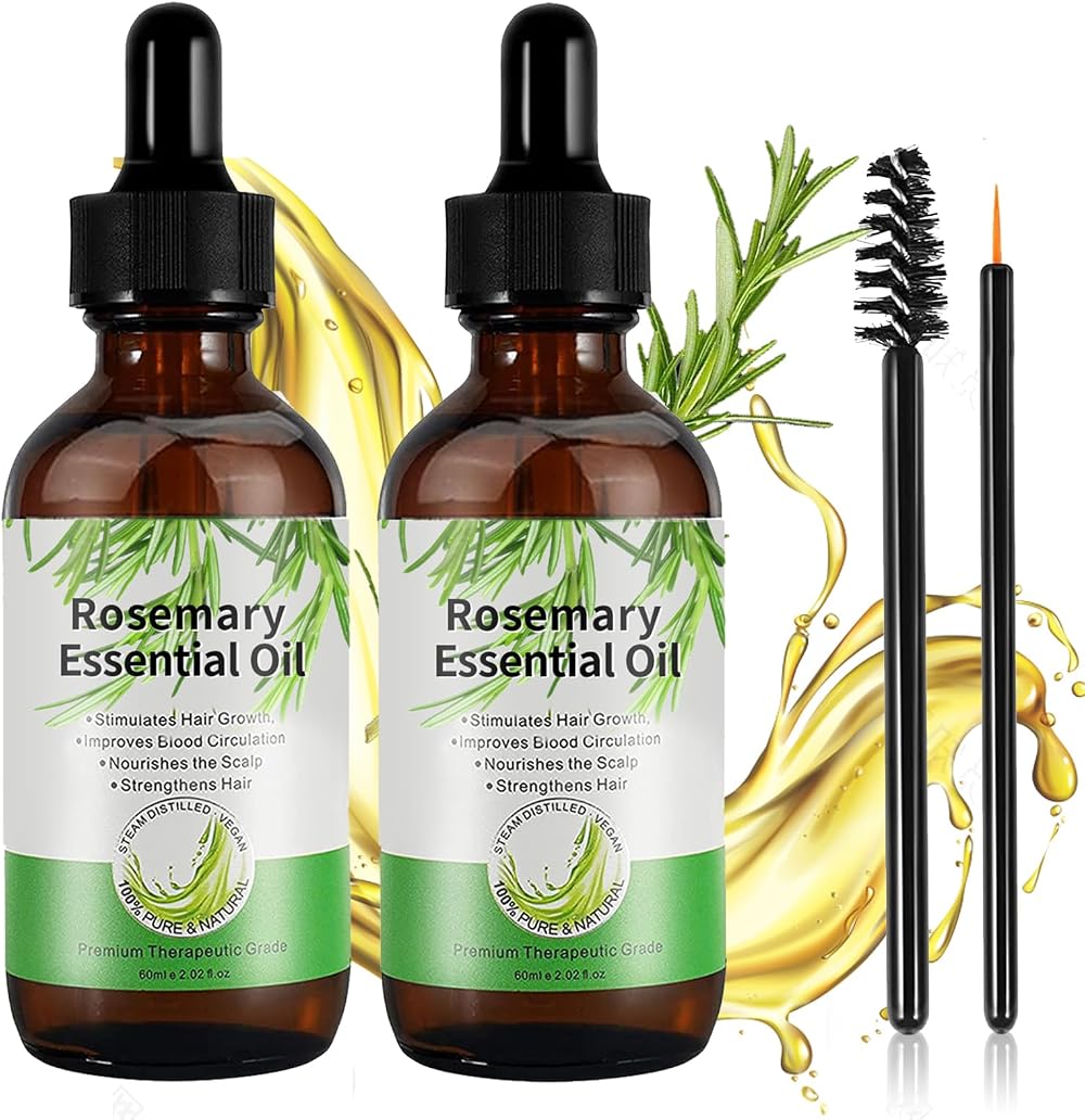 GOFLORDEN Rosemary Essential Oil Hair Growth Loss Scalp Skin Care 2x60ml Unisex