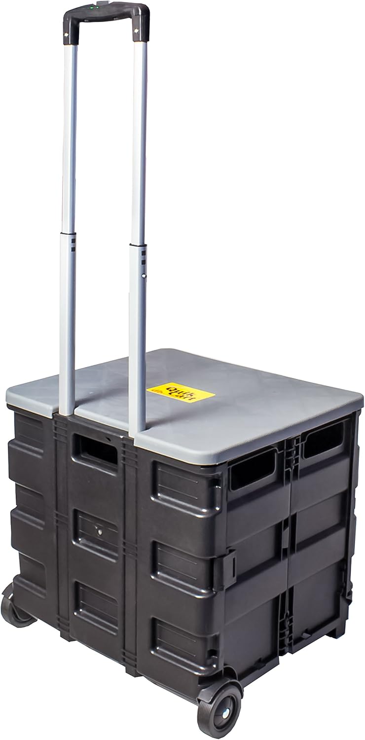 dbest products Quik Cart two wheeled collapsible handcart with grey lid rolling utility with seat heavy duty lightweight: Home & Kitchen