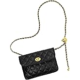 YAMEIZE PU Leather Chain Belt Bag for Women - Crossbody Waist Bag Fanny Pack Detachable Belt Chain Women Evening Mini Handbag
