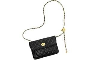 YAMEIZE PU Leather Chain Belt Bag for Women - Crossbody Waist Bag Fanny Pack Detachable Belt Chain Women Evening Mini Handbag