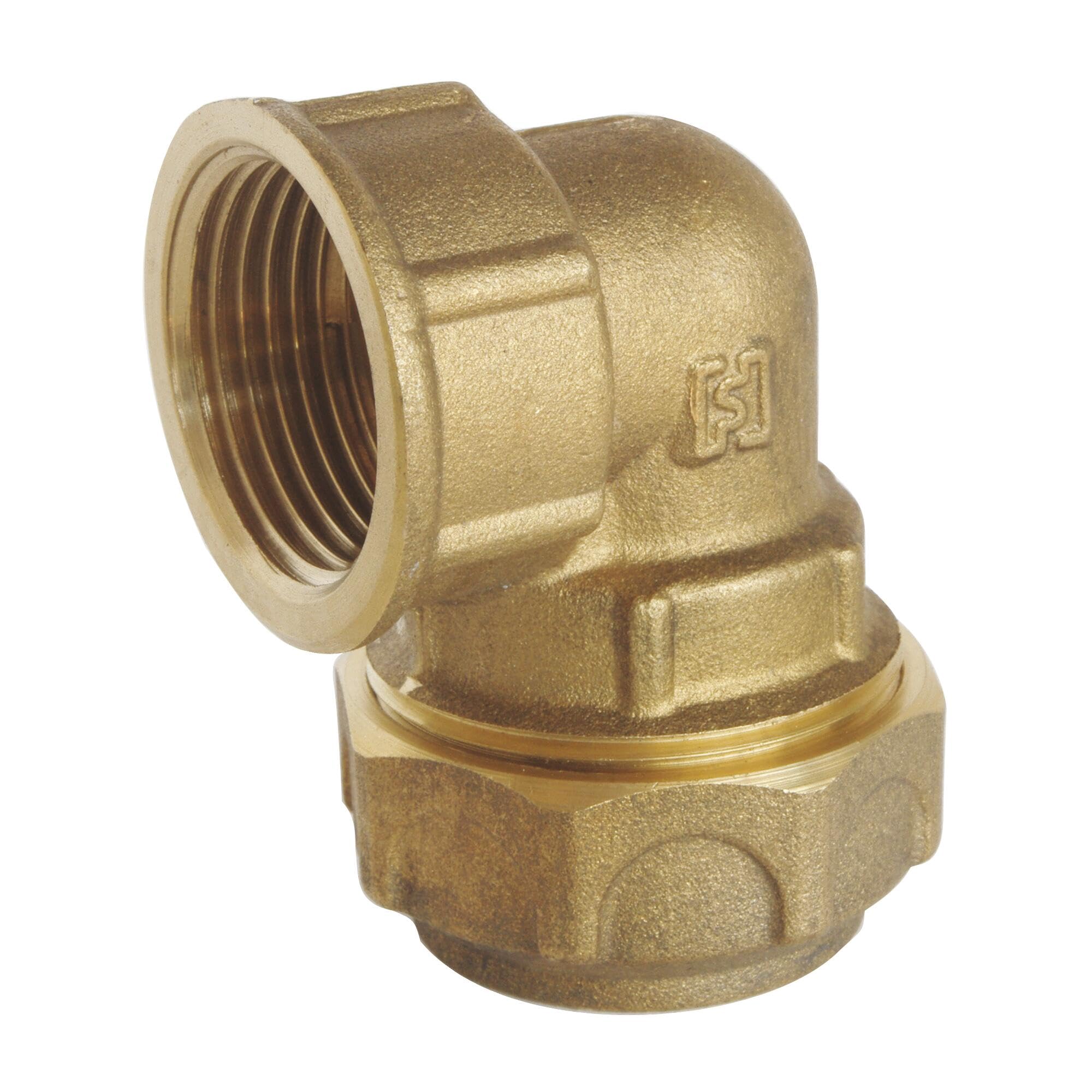 SOMATHERM FOR YOU - Female Elbow Brass for D25 PE Pipe - F20 / 27 - Outer Clamp