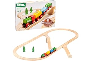 BRIO Classic 65th Anniversary Wooden Train Set - 32-Piece FSC-Certified Wood Train Set - Includes Wooden Trains, Wagons, Bridge & Tracks - Compatible Classic - Kids Ages 2 & Up