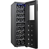 Koolatron 18 Bottle Slim Dual Zone Wine Cooler, Black Thermoelectric Wine Fridge, 1.9 cu. Ft (53L) Freestanding Wine Cellar, 