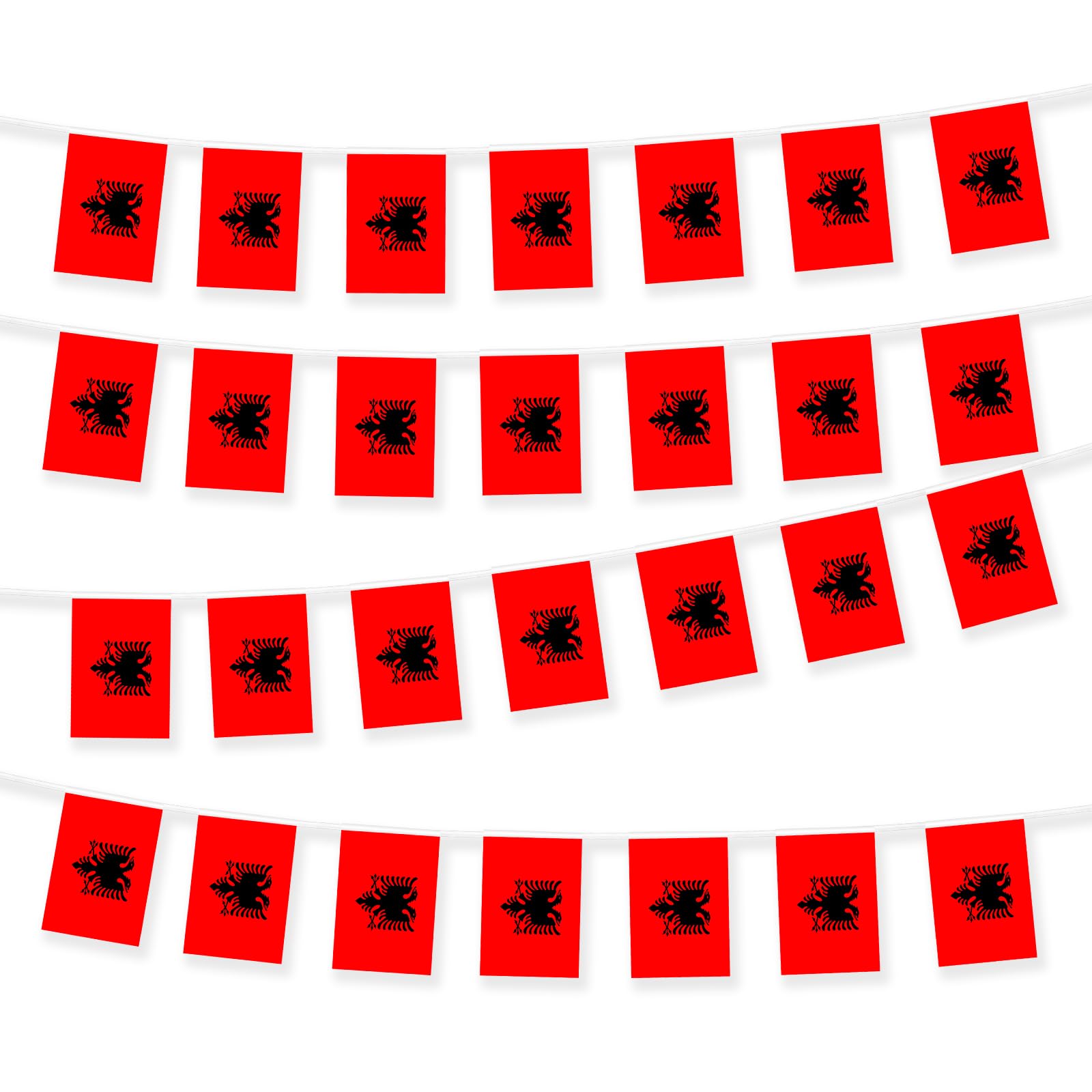 Albania Flag -Albanian Bunting 10 Meters 33 Feet -30 Small Flags -Indoor and Outdoor Sports Event Decoration Festival Celebration Mini Flag Decoration Party Outdoor Indoor Courtyard Decoration Banner