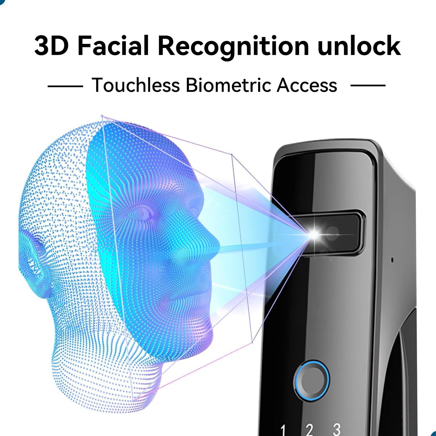 3D Face Recognition Smart Door Lock,Palm Vein Recognition Video Smart Lock with Camera,Build-in WiFi,Doorbell,APP Control,Security WiFi Fingerprint Smart Mortise Lock for Front Door