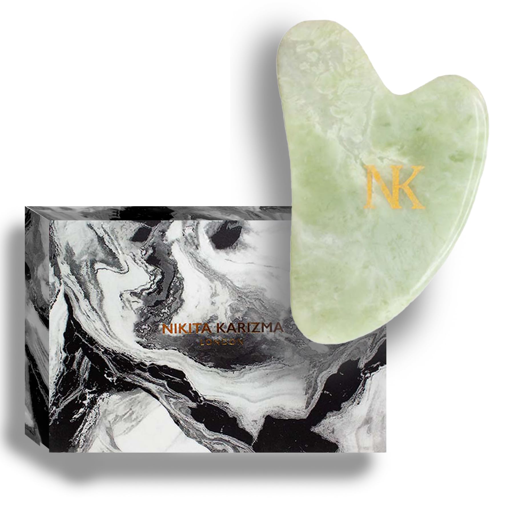 KARIZMA Mint Jade Gua Sha Massage Tool. Jade Stone Guasha Tool For Face. Gift Boxed Set Skin Scraper Facial Guasha.
